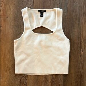 Forever 21 Cream Cutout crop sweater tank